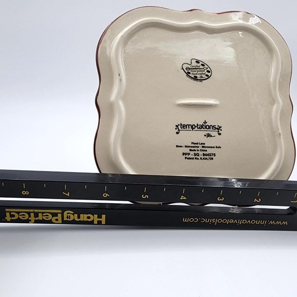 Tara Temptations Square Salad Dessert Plate Floral Lace Blue Hand Painted 6.2 in - Picture 6 of 8